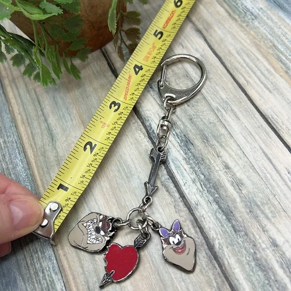⭐️🌸Vintage Tasmanian Devil cartoon keychain looney toons Y2K - Picture 7 of 7